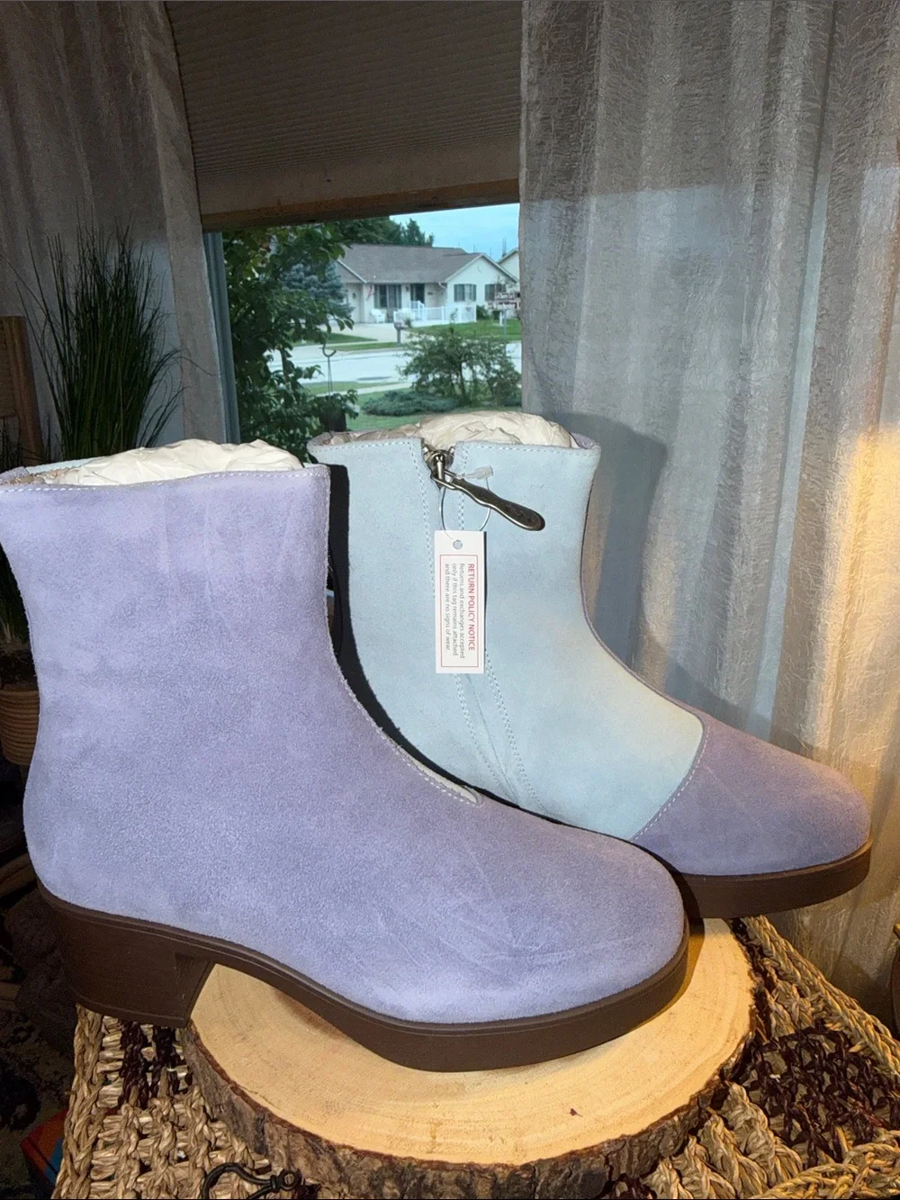 Lazo Siren Made in Italy Colorblock Suede Ankle Boots Size 8.5/39 NIB